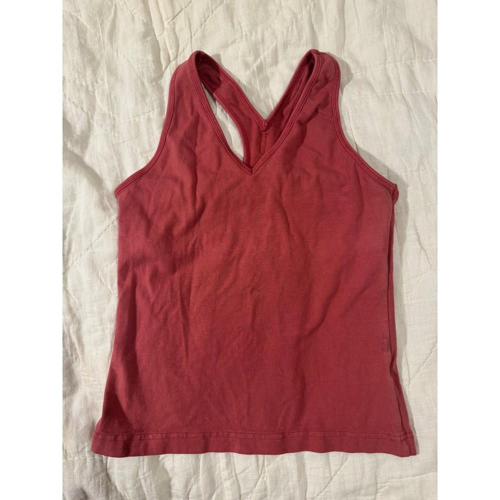 Hard Tail Forever Womens Pink Racerback V-Neck Shelf Bra Tank Top 100% Cotton M